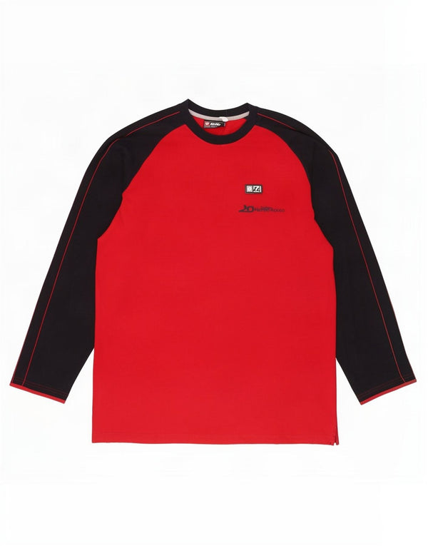 Lotto Mens Top Manga Longa XL Vermelho Colorblock Algodão