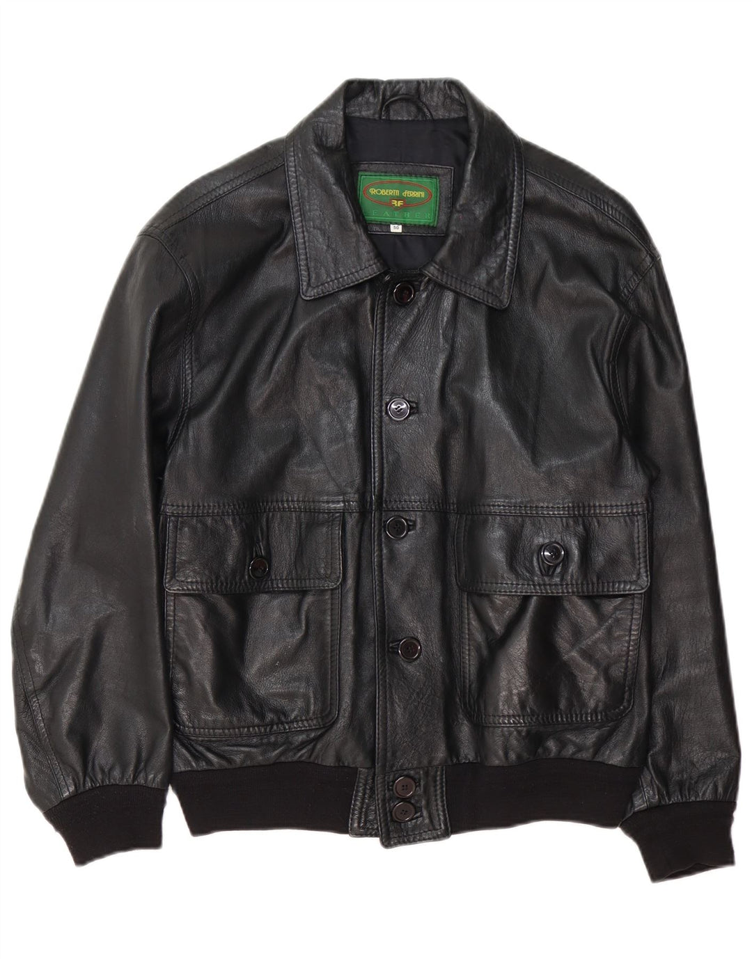 Jaqueta de couro masculina Roberta Ferrini IT 50 grande preta