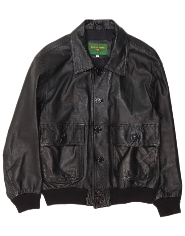 Jaqueta de couro masculina Roberta Ferrini IT 50 grande preta