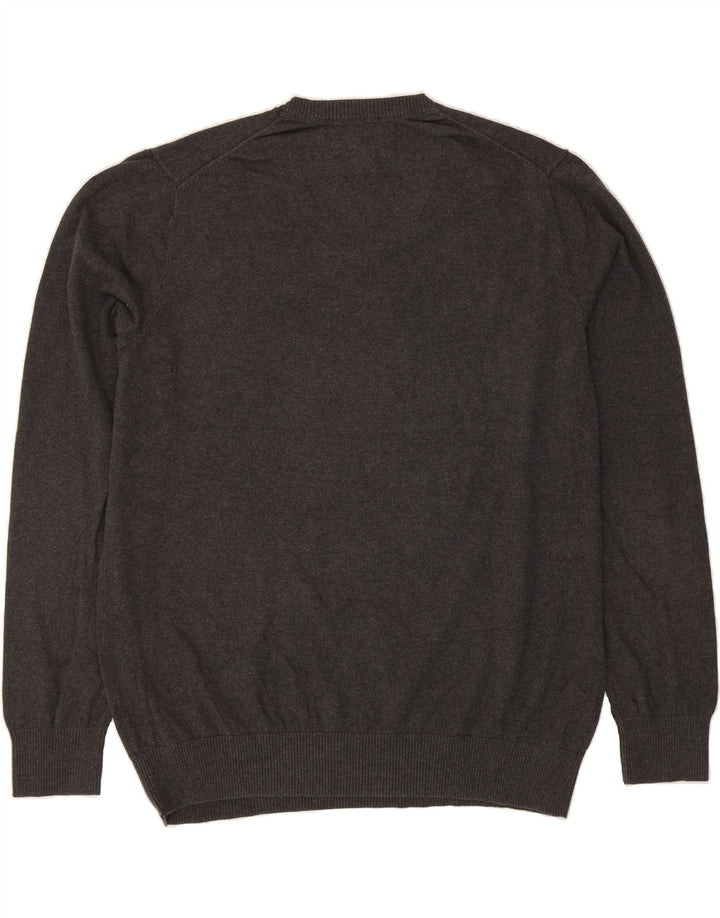 EDDIE BAUER Mens V-Neck Jumper Sweater XL Grey Cotton Vintage Eddie Bauer and Second-Hand Eddie Bauer from Messina Hembry 