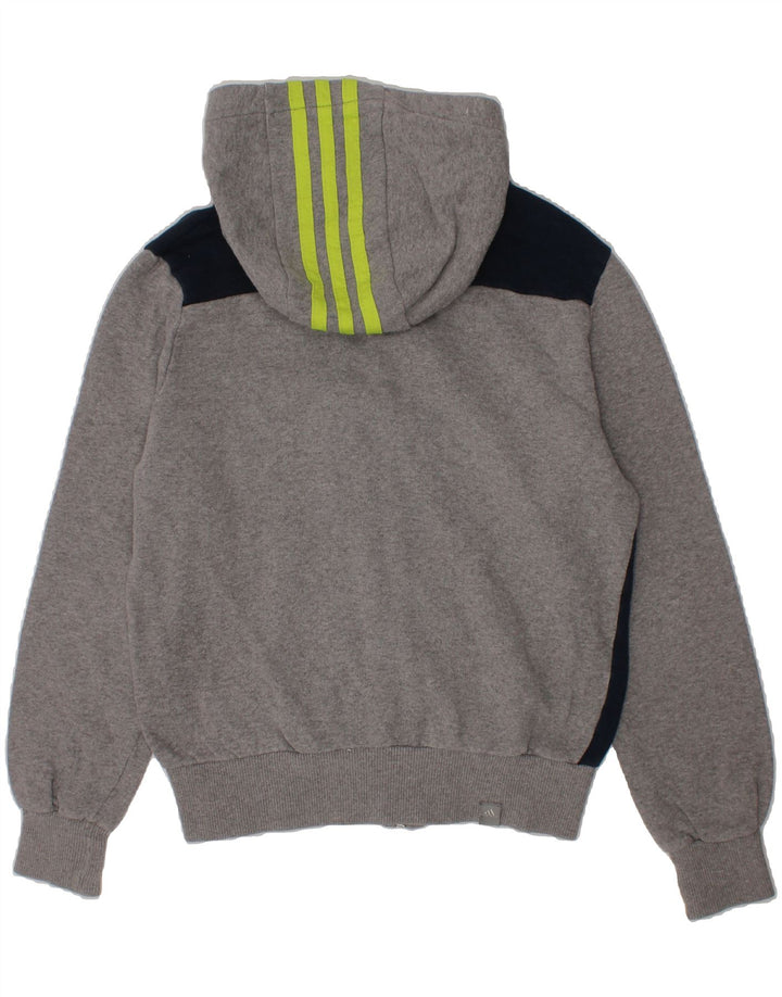 ADIDAS Boys Zip Hoodie Sweater 9-10 Years Grey Colourblock Cotton Vintage Adidas and Second-Hand Adidas from Messina Hembry 