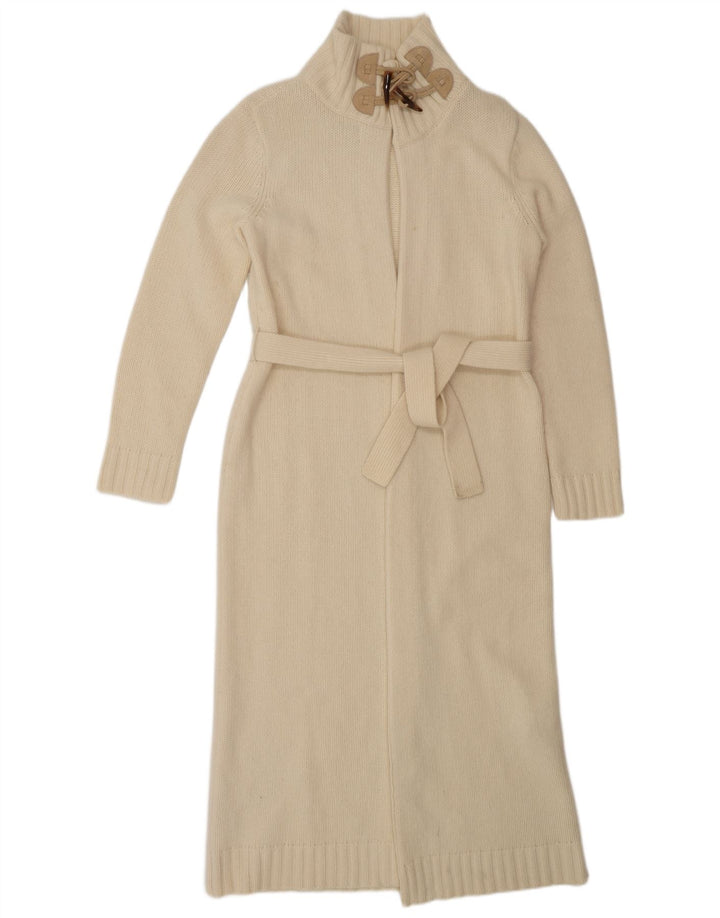 Suéter cardigã feminino Ralph Lauren Longline Reino Unido 14 médio off white lã