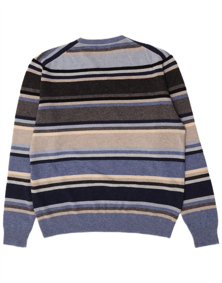 Suéter masculino Kappa com gola redonda, grande lã listrada multicolorida