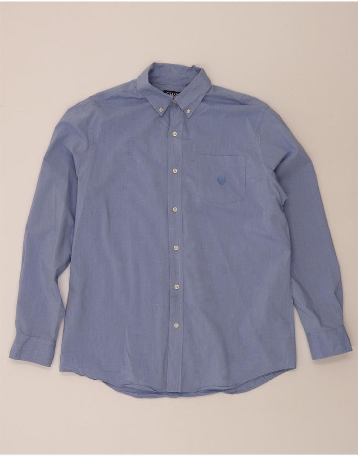 CHAPS Mens Shirt Large Blue Gingham Cotton Vintage Chaps and Second-Hand Chaps from Messina Hembry 