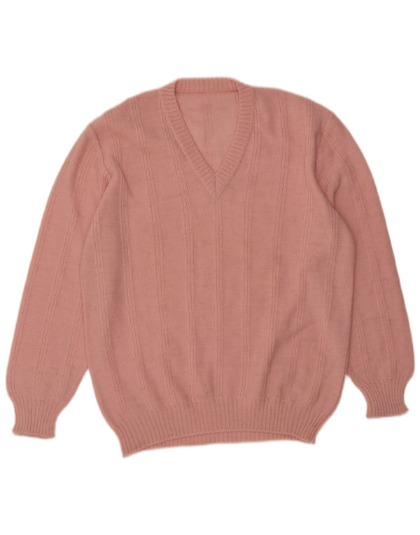 Suéter feminino VINTAGE com decote em V UK 18 XL rosa