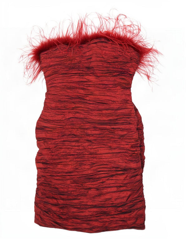 Vestido Bodycon feminino vintage sem alças Reino Unido 12 Médio Borgonha