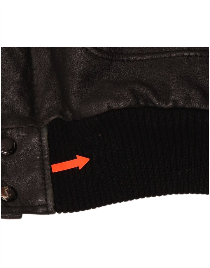 Jaqueta de couro militar masculina VINTAGE IT 54 2XL couro preto