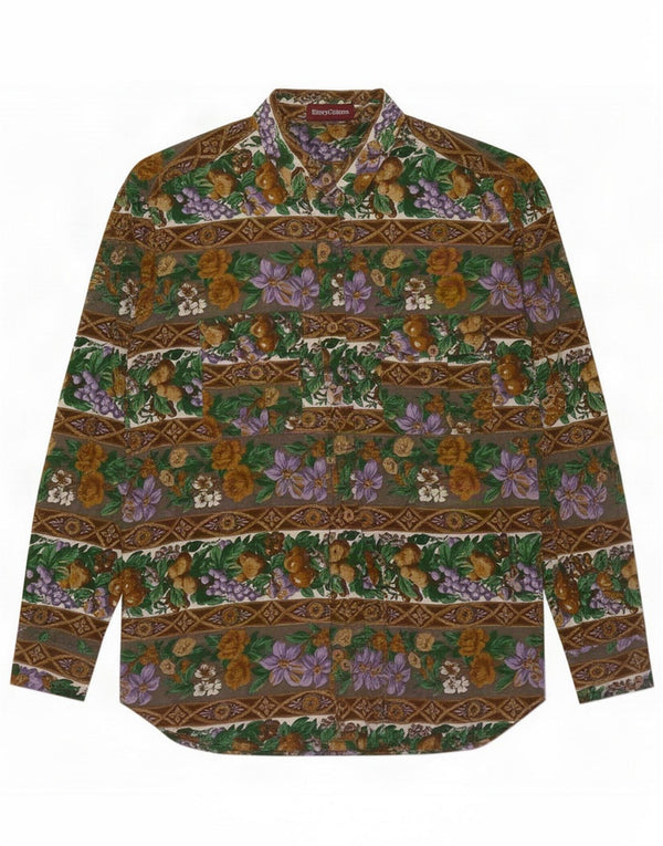 Henry Cottons Womens Shirt UK 16 Large Khaki Floral