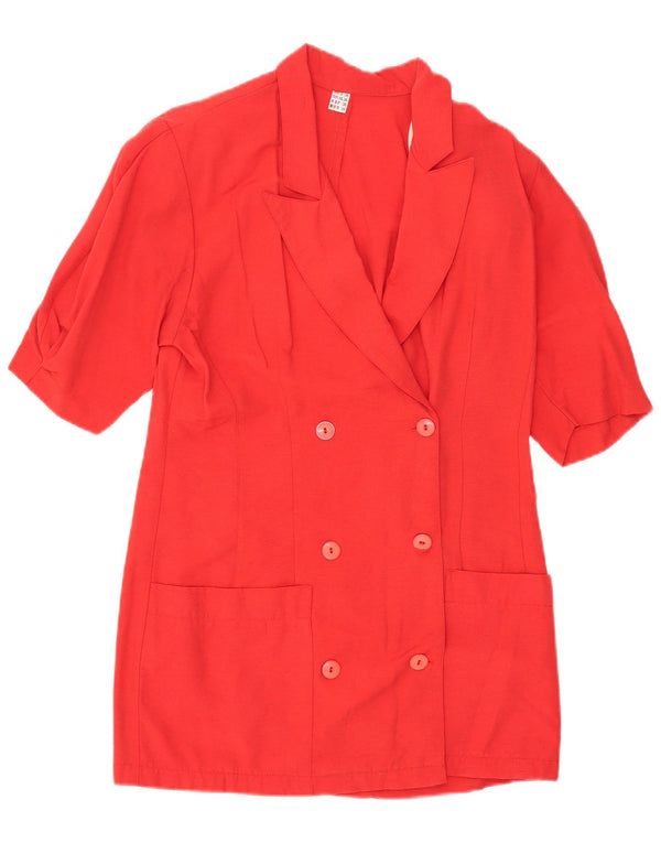 Jaqueta blazer feminina vintage de manga curta com peito duplo UE 36 pequena vermelha