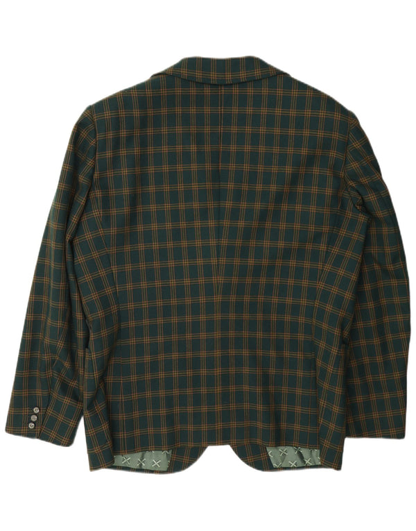 Jaqueta blazer masculina vintage com 3 botões Reino Unido 38 xadrez verde médio