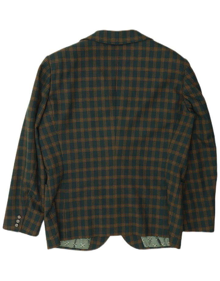 Jaqueta blazer masculina vintage com 3 botões Reino Unido 38 xadrez verde médio