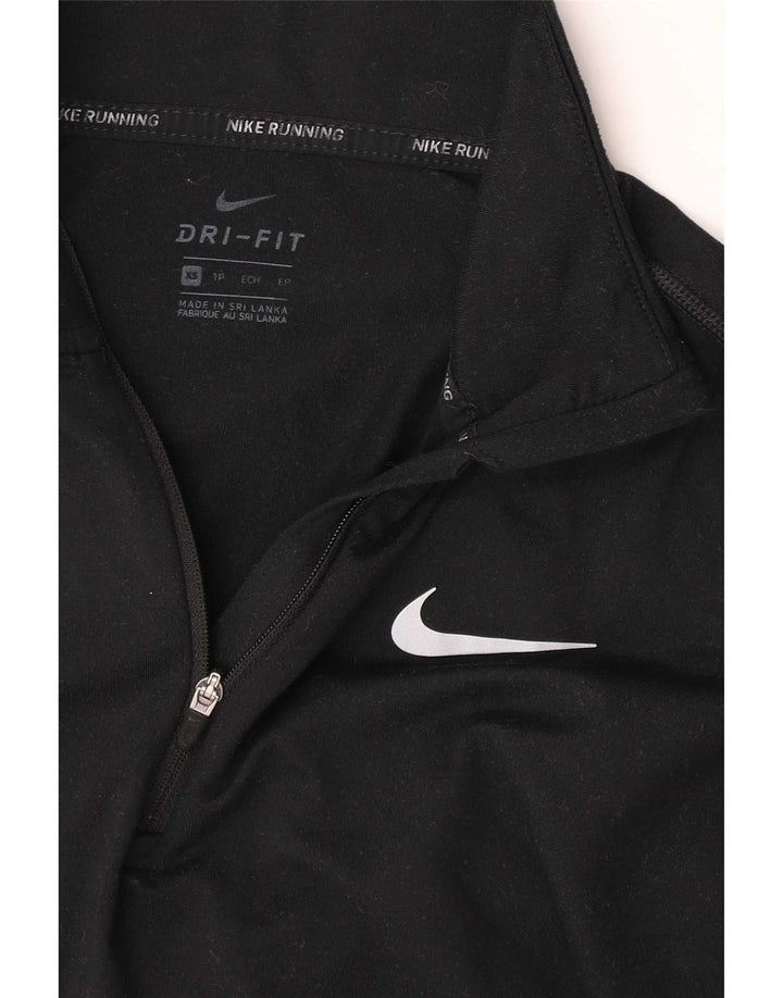 Nike Mens Dri Fit Zip Neck Top Manga Longa XS Preto