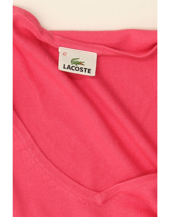 Suéter feminino Lacoste com decote em V tamanho 42 grande algodão rosa
