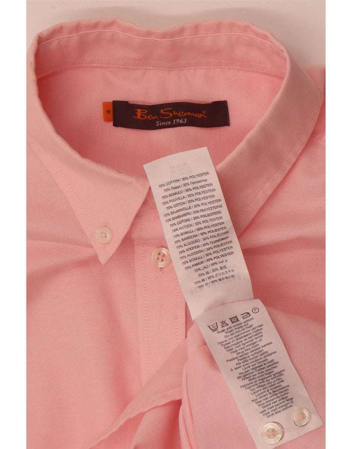 Camisa masculina de manga curta Ben Sherman de algodão rosa médio