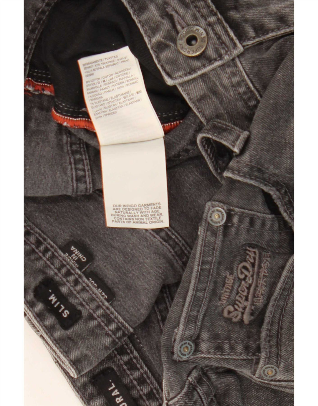 Shorts jeans masculino Superdry Corporal Slim W32 algodão cinza médio