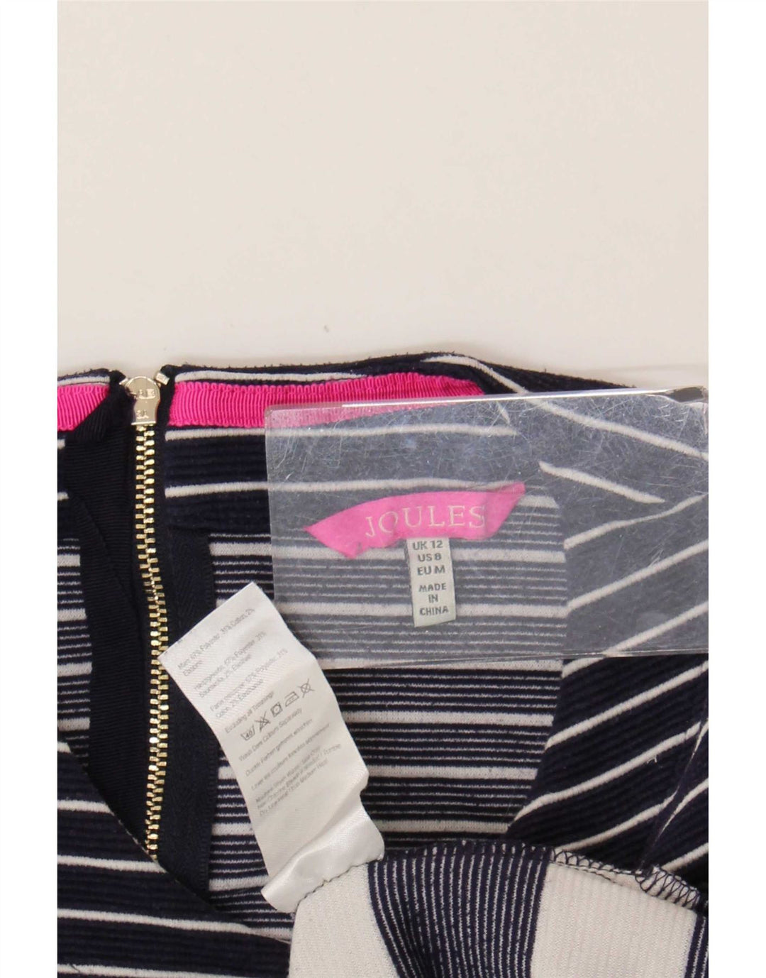Vestido básico feminino Joules UK 12 médio azul marinho listrado náutico