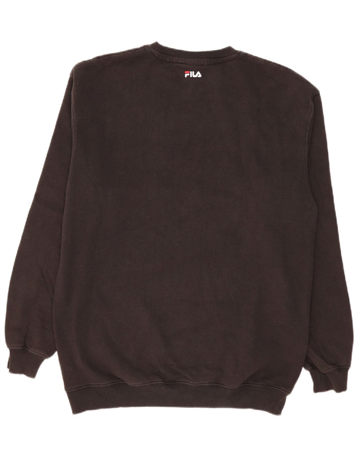 Fila Mens Graphic Moletom Jumper Médio Algodão Preto