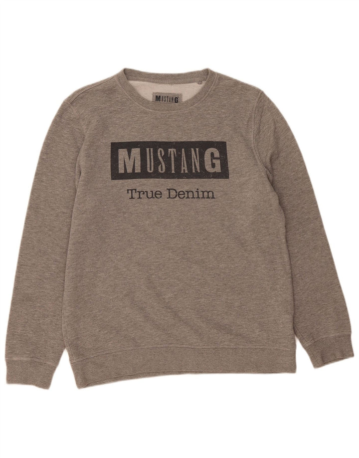 MUSTANG moletom gráfico masculino jumper algodão cinza médio