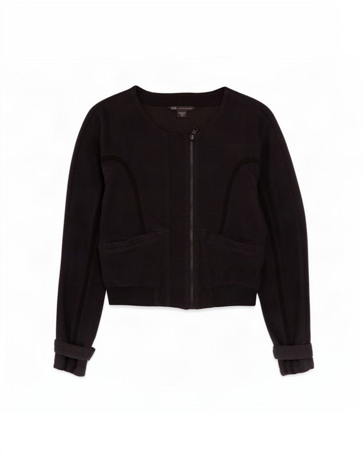 Jaqueta bomber feminina Armani Exchange Reino Unido 10 algodão preto pequeno