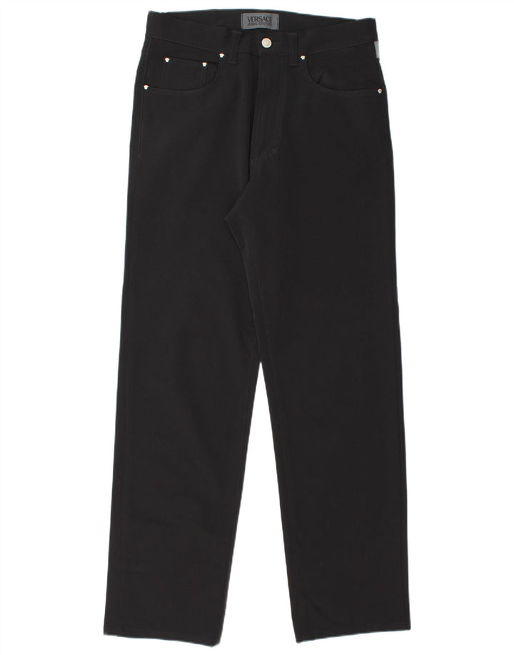 Versace Calça masculina reta casual W33 L31 poliamida preta