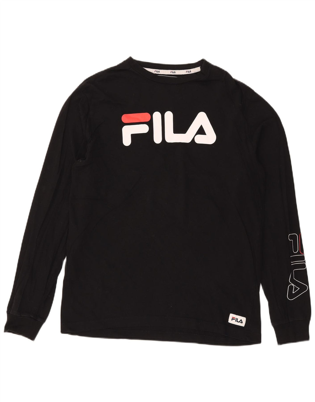 Fila Mens Graphic Top Manga Longa Médio Preto