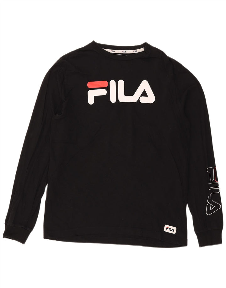 Fila Mens Graphic Top Manga Longa Médio Preto