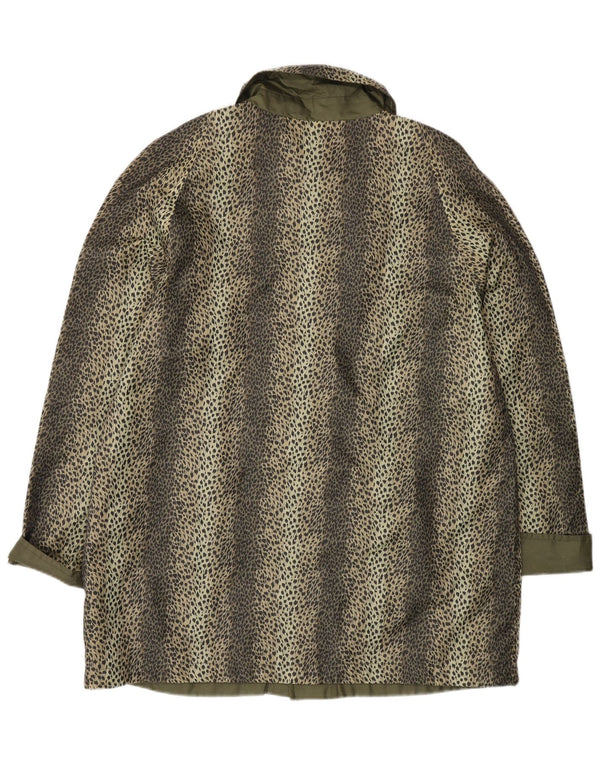 Jaqueta reversível feminina vintage UK 18 XL verde animal print poliamida