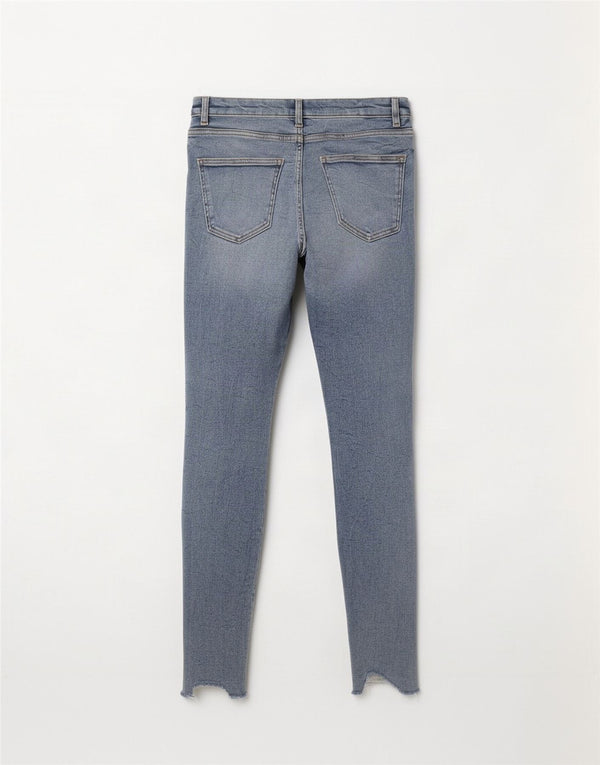 Zara Jeans skinny feminino desgastado UE 38 pequeno W28 L30 algodão azul