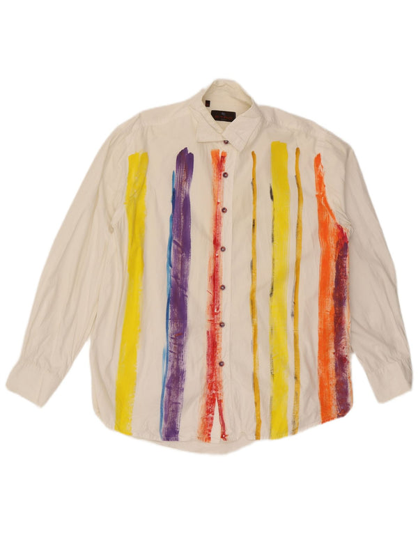 Camisa masculina Etro 2XL listrada branca