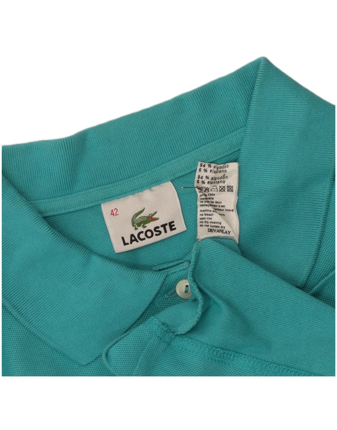 Camisa polo feminina Lacoste tamanho 42 grande algodão azul