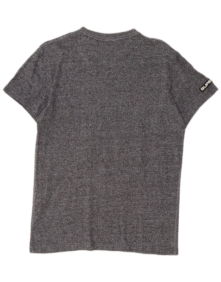 Camiseta gráfica masculina Superdry Top algodão manchado cinza médio