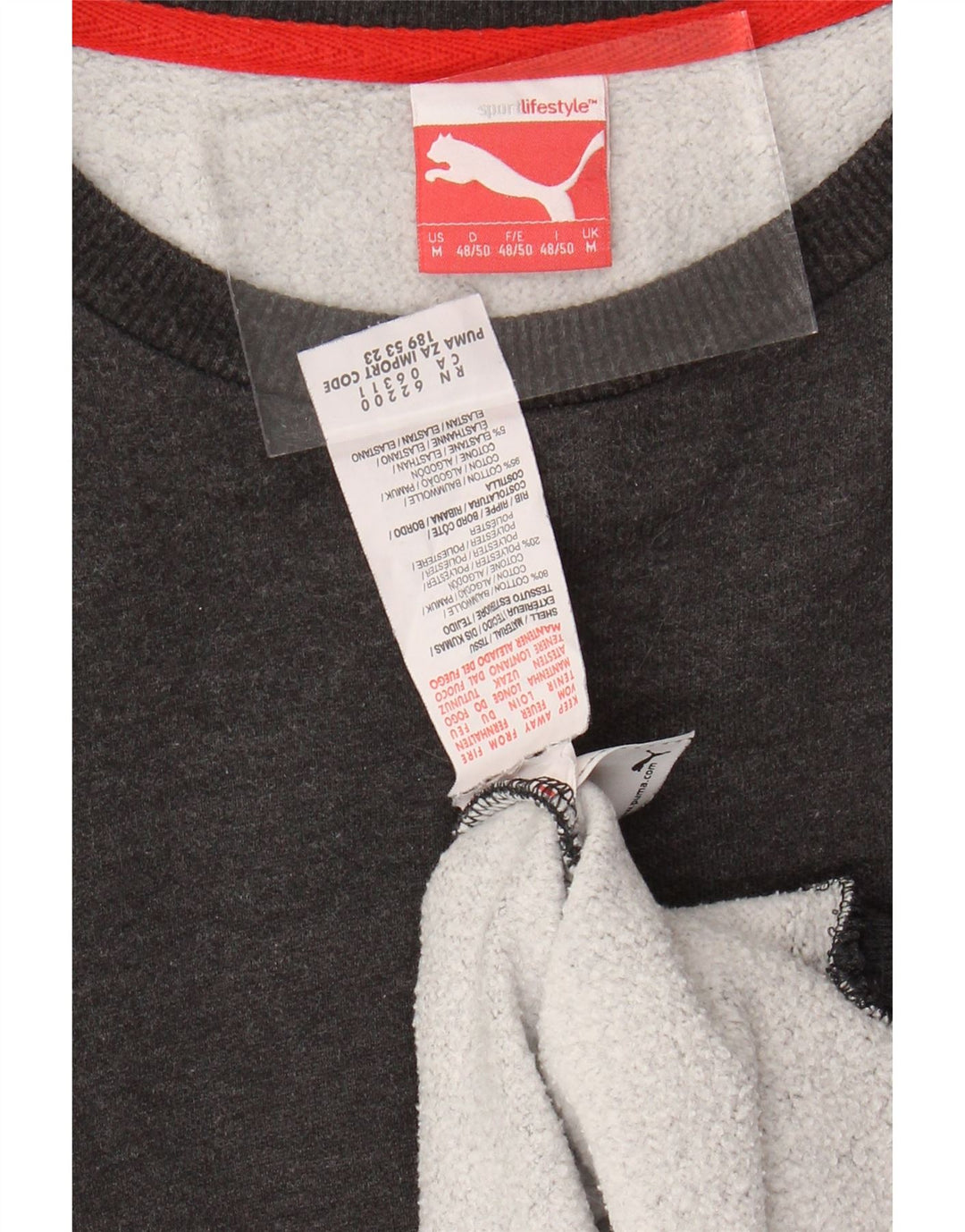 PUMA Mens Moletom Jumper Médio Algodão Cinza