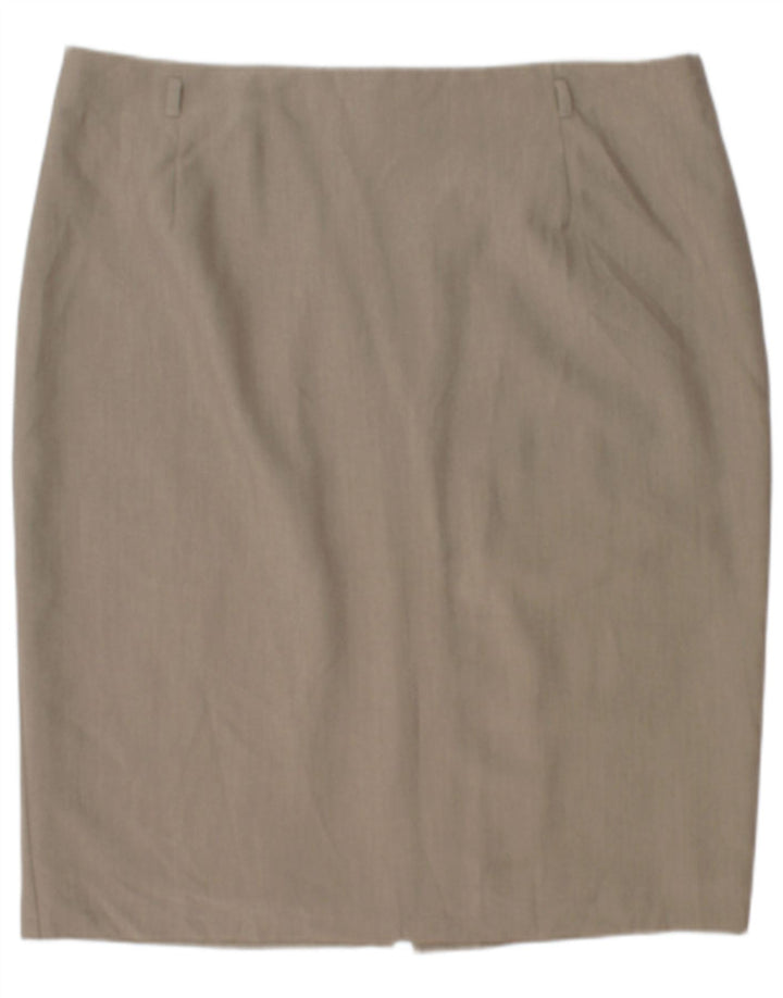 Saia lápis feminina Marks & Spencer UK 20 2XL W42 poliéster bege