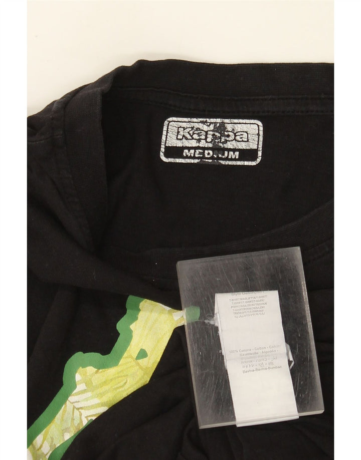 Camiseta feminina Kappa com estampa gráfica UK 14 médio algodão preto