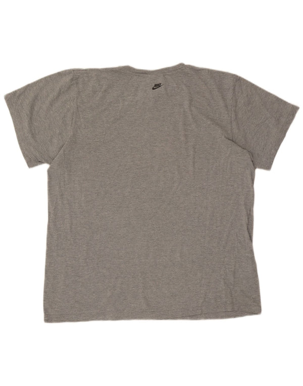 Camiseta Nike masculina gráfica Top XL cinza manchado de algodão