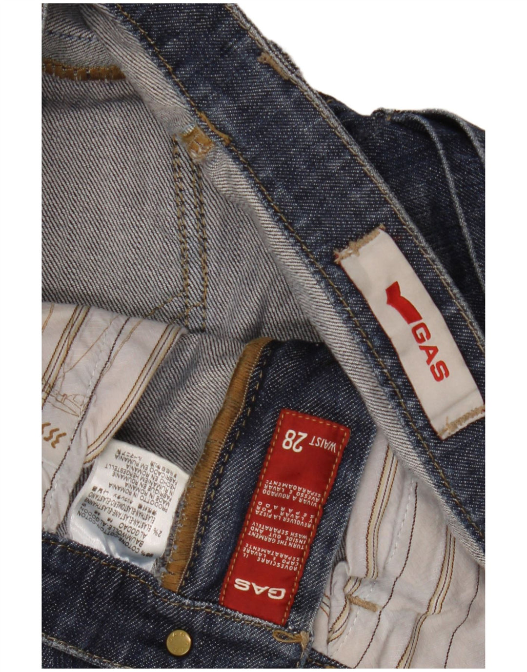 Calça jeans reta feminina GAS W28 L34 algodão azul marinho
