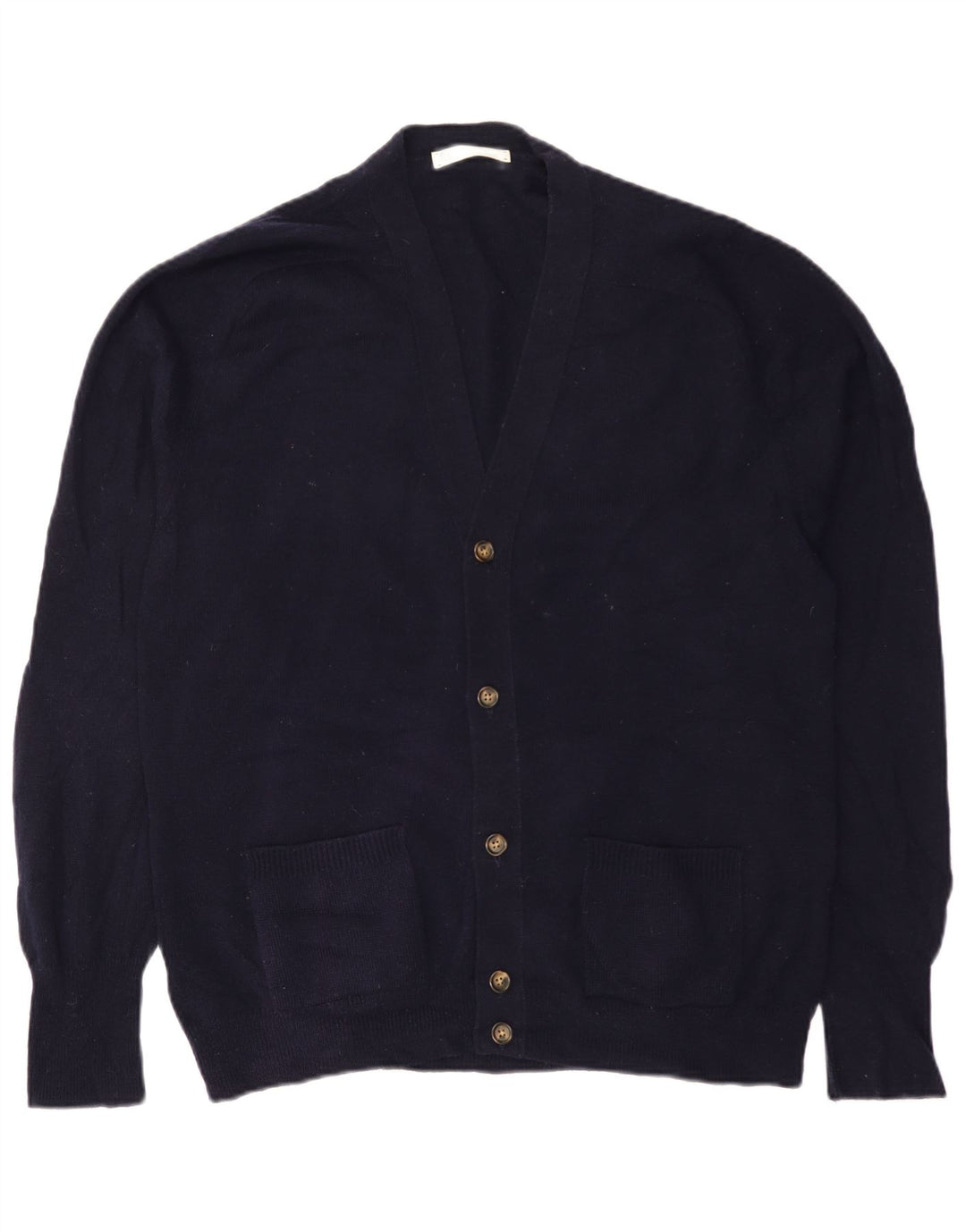 Suéter cardigã masculino Marks & Spencer IT 52/54 grande lã de cordeiro azul marinho