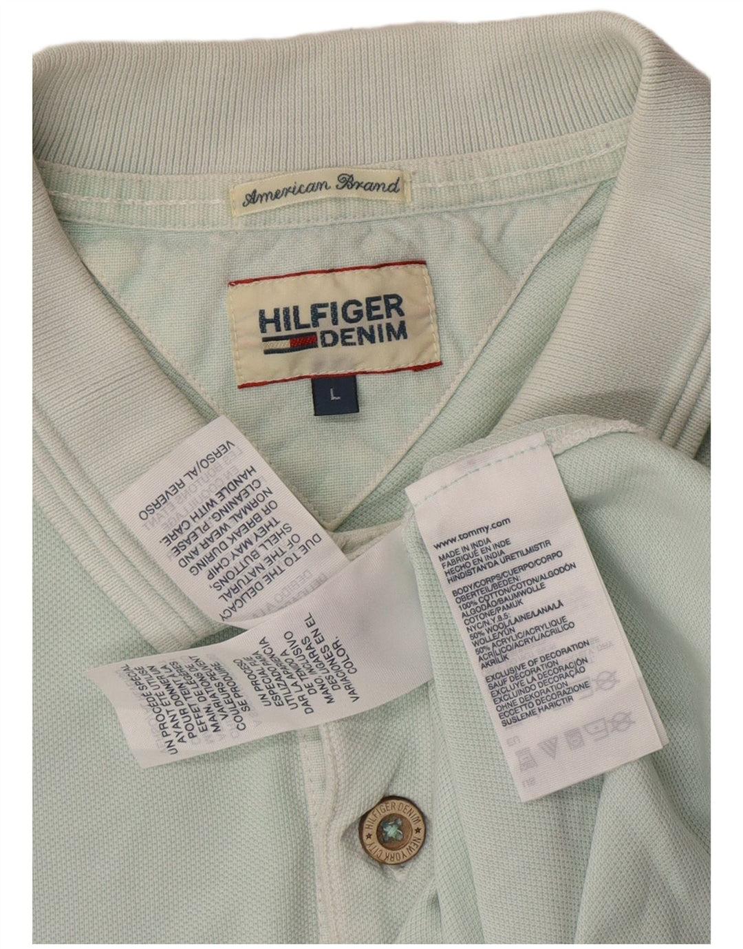 Camisa polo masculina TOMMY HILFIGER grande algodão azul