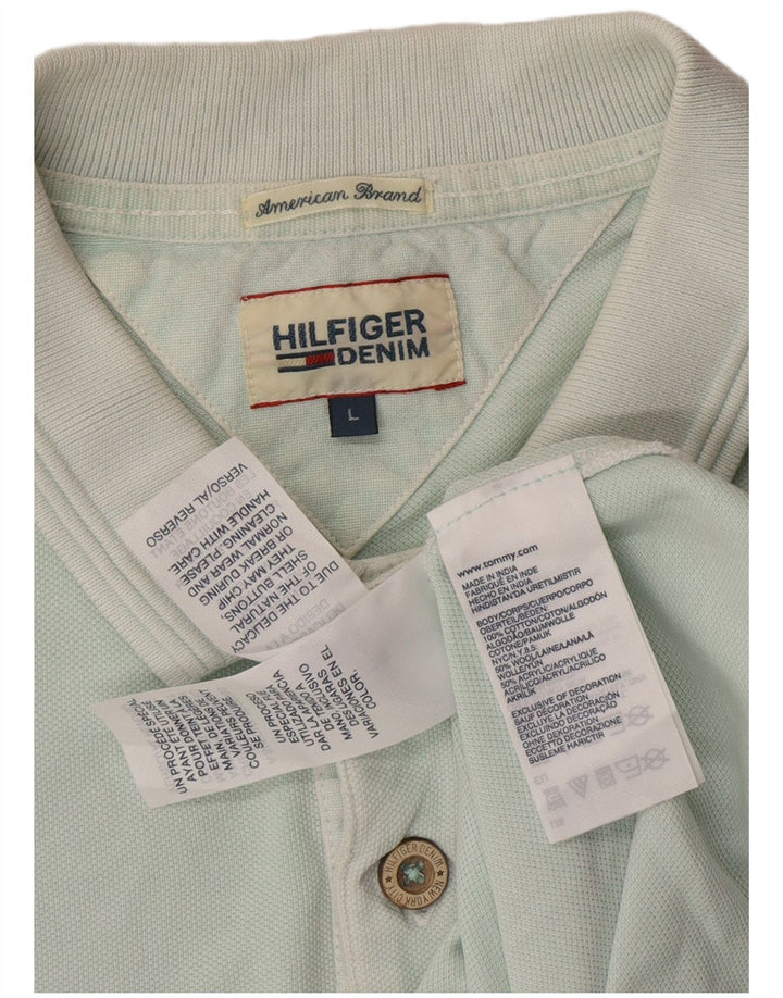 Camisa polo masculina TOMMY HILFIGER grande algodão azul