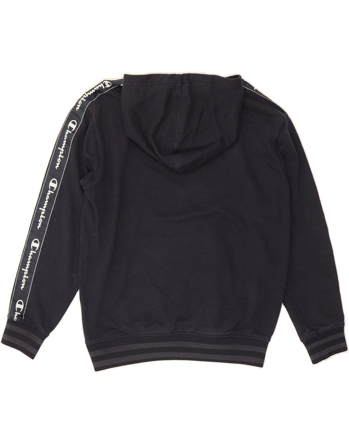 CHAMPION Mens Loose Fit Graphic Hoodie Jumper Small Navy Blue Cotton Vintage Champion and Second-Hand Champion from Messina Hembry 