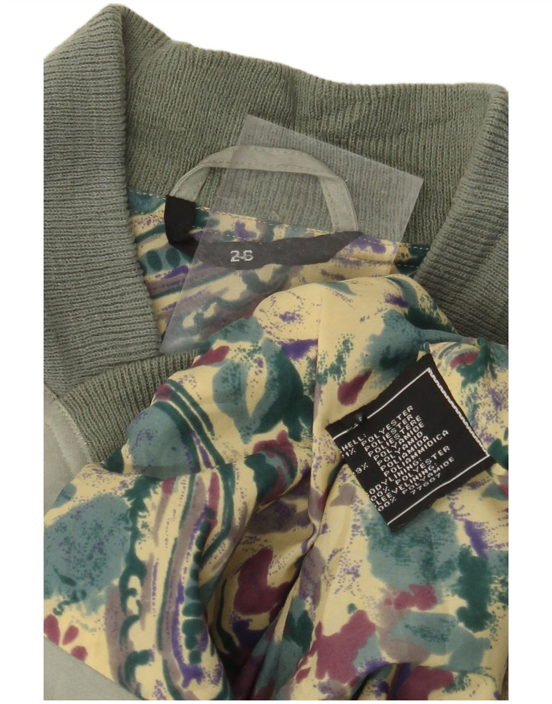 Jaqueta bomber feminina VINTAGE UK 26 4XL poliéster verde