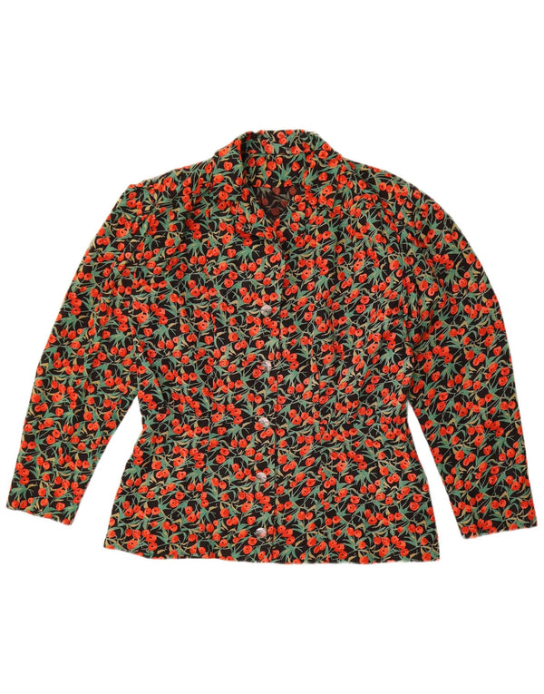Blusa feminina vintage UK 16 grande floral multicolorida