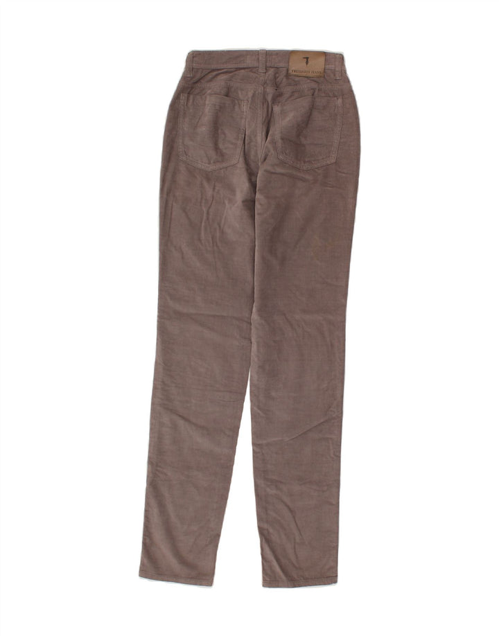 TRUSSARDI Womens Slim Casual Trousers W26 L31 Grey Cotton Vintage Trussardi and Second-Hand Trussardi from Messina Hembry 
