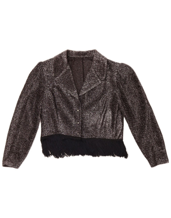 Blusa feminina vintage cropped UK 14 prata média