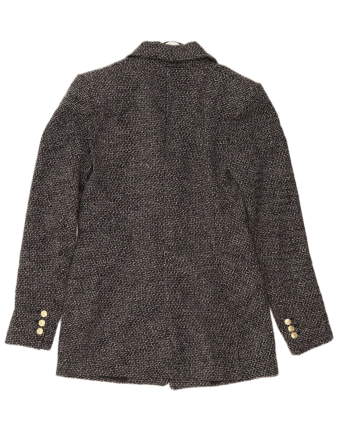 Jaqueta blazer feminina ZARA com peito duplo Reino Unido 6 XS cinza poliéster