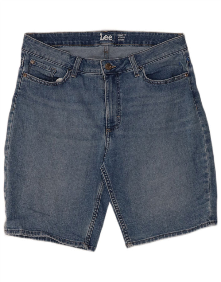 Bermuda jeans feminina LEE regular fit cintura média W34 grande azul