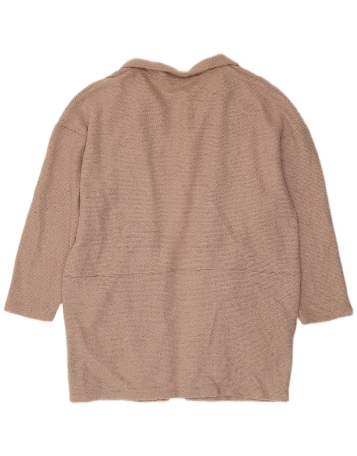 Suéter cardigã feminino Longline Marks & Spencer Reino Unido 20 2XL poliéster rosa