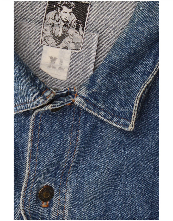 Jaqueta jeans masculina VINTAGE UK 42 XL algodão azul