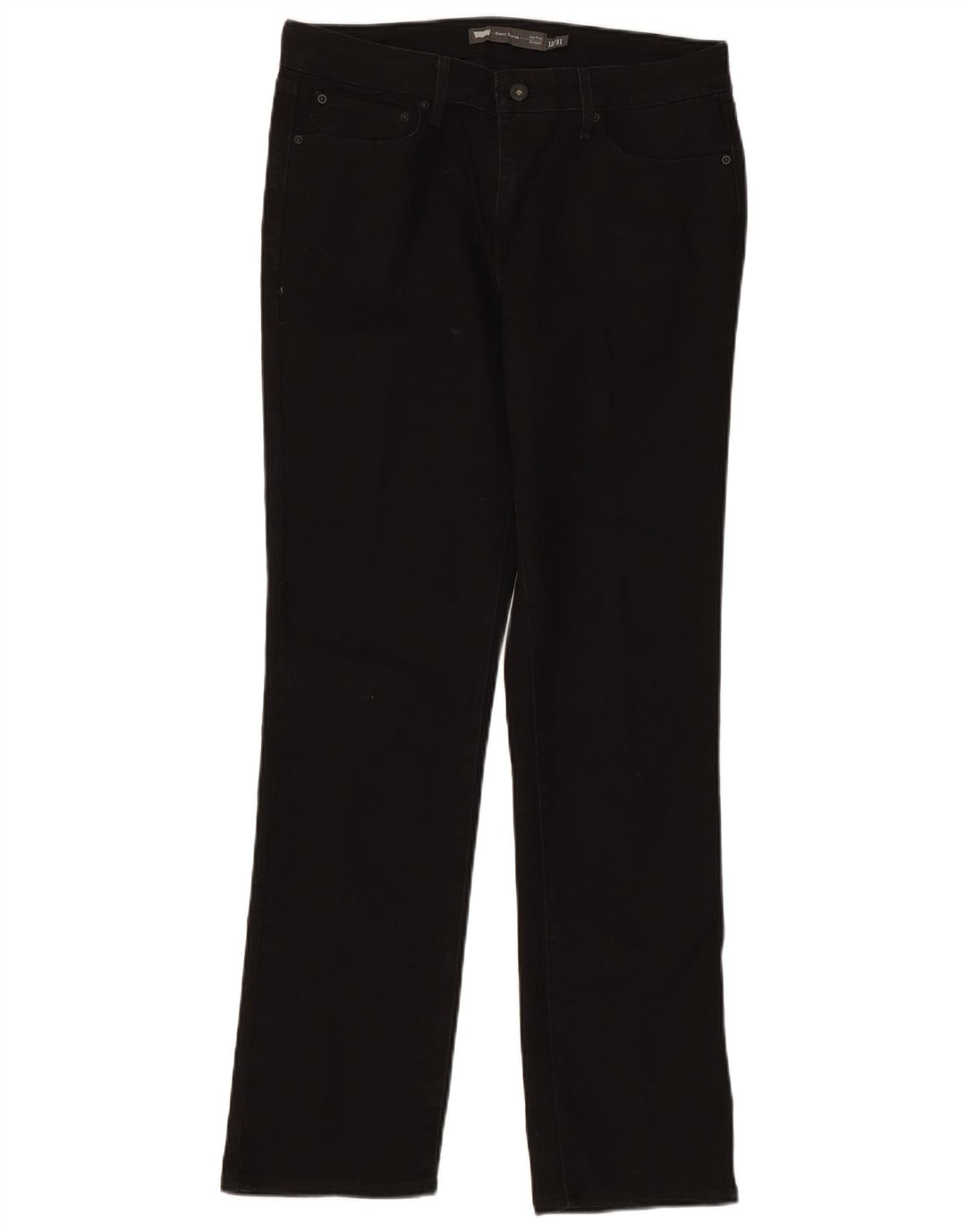 Calça jeans feminina Levi's Demi Curve cintura média reta US 12 grande W32 L31 preta