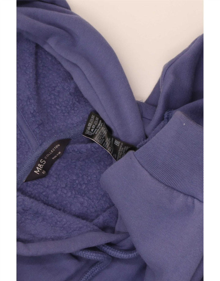 Suéter com capuz feminino Marks & Spencer Reino Unido 12 algodão azul médio